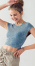 Urban Daizy Ribbed Knit Crop Short Sleeve Fitted Casual Spring Top Blue Knit Top - Women's (UDZ-TP-00081) – alternate view 22