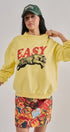 Easy Tiger Graphic Mock Neck Sweatshirt Brushed French Terry in YELLOW - Women's Sweatshirts & Hoodies | Urban Daizy