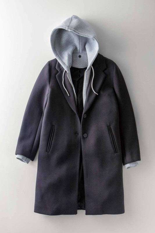 Scuba Topcoat with Detachable Hoodie in BLACK - Women's Coats | Urban Daizy