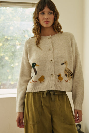 Duckling Parade Intarsia Cardigan