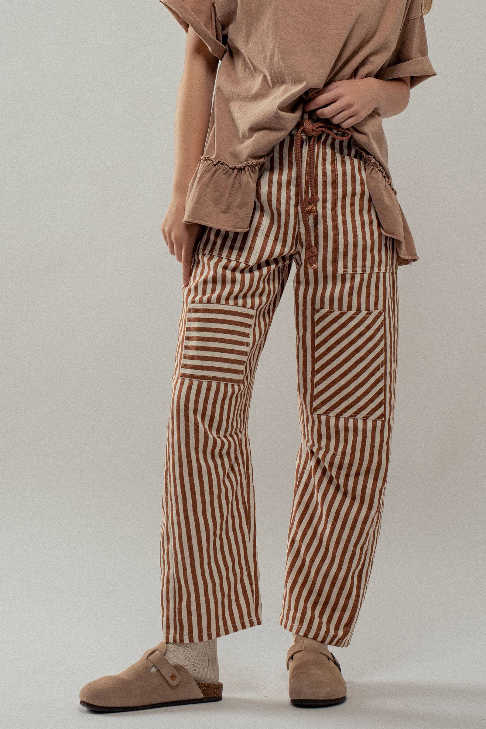 Urban Daizy Railroad Striped Patch Pocket Spring Utility Pants Blue Pants - Women's (UDZ-PT-00335) – alternate view 3