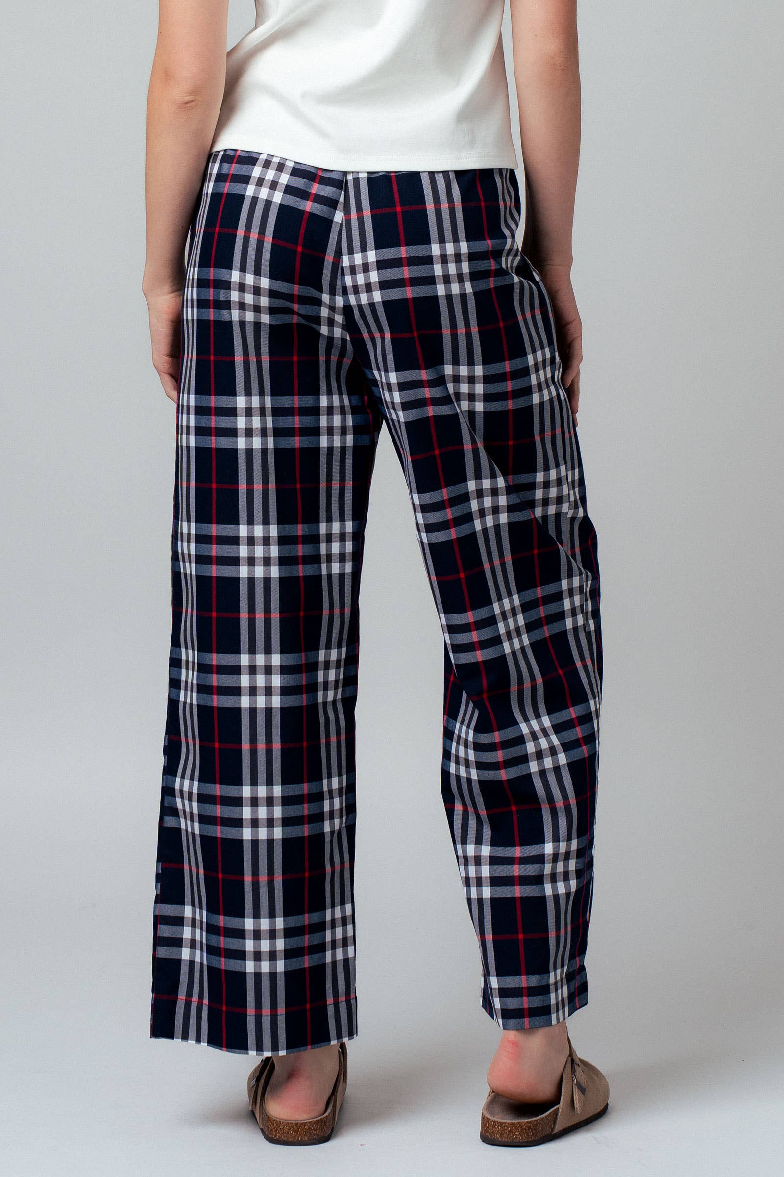 Plaid Barrel-Leg Drop Waist Pants