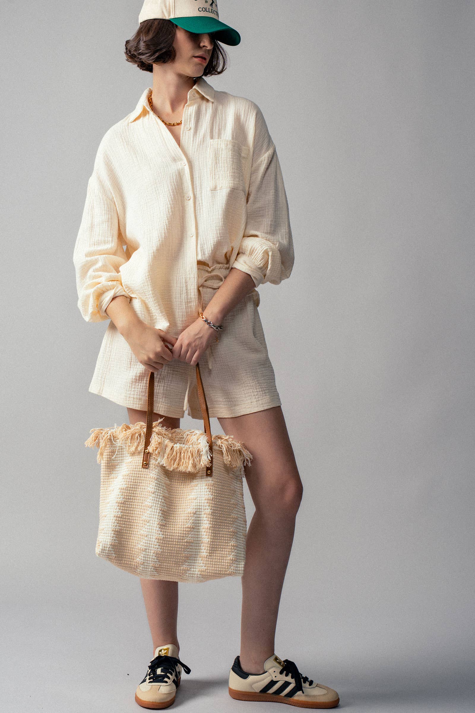 Crinkle Cotton Gauze Resort Button-Up Set