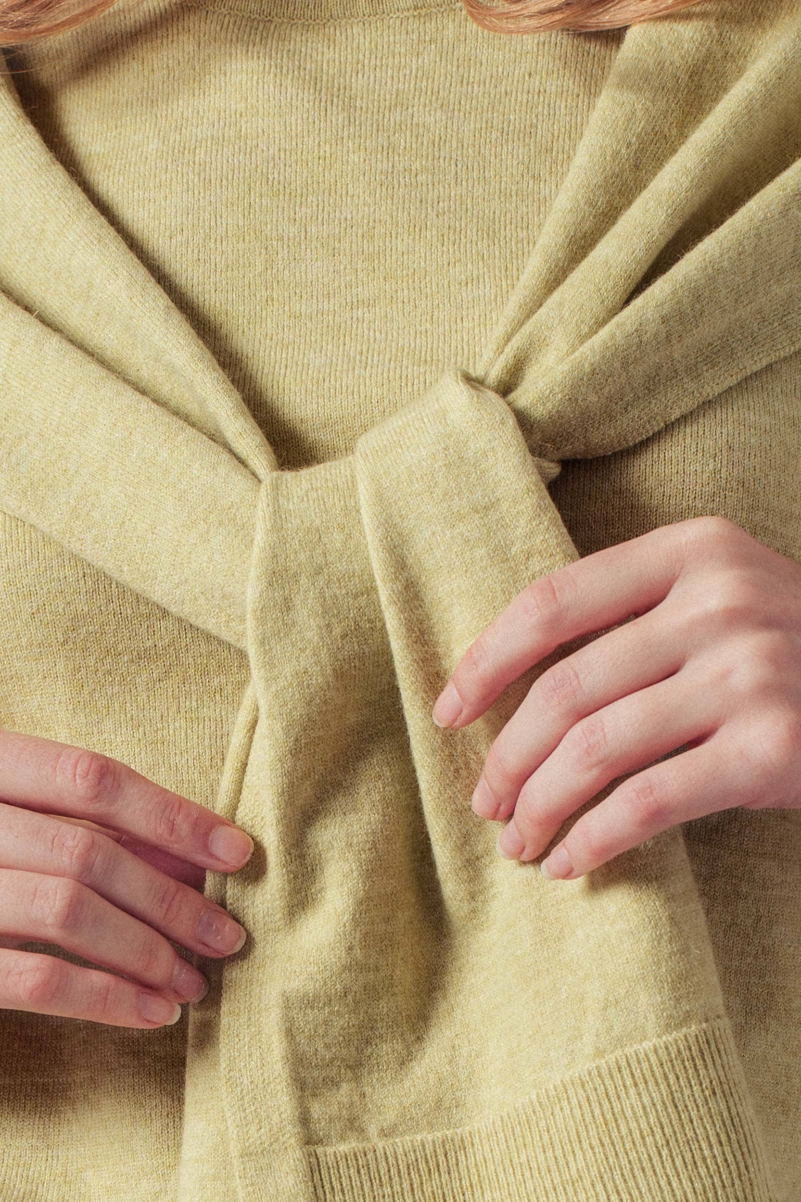 Faux Layered Tie-Front Knit Top