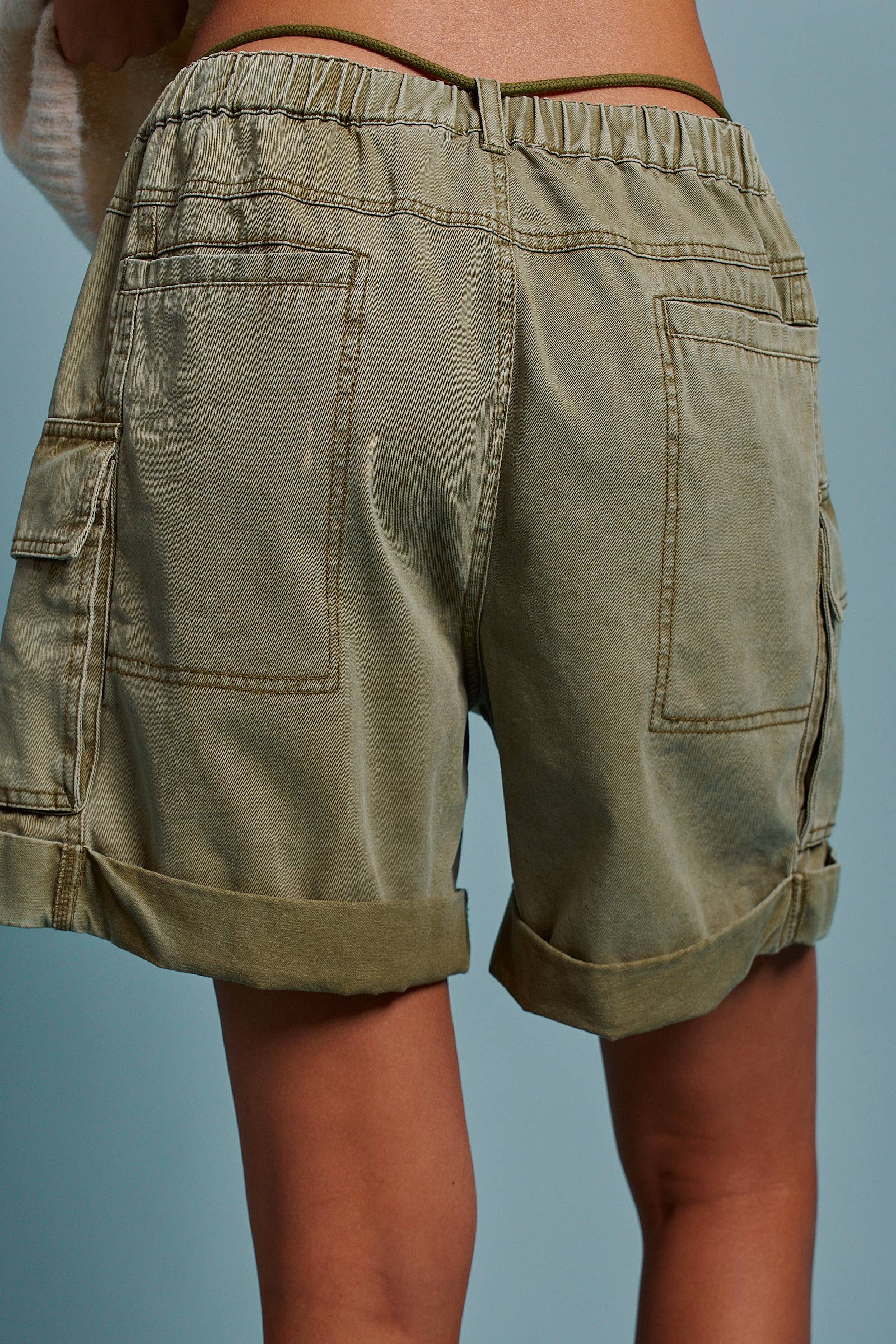 Mineral Wash Cotton Utility Cargo Shorts