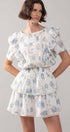 Urban Daizy White Blue Floral Ruffle Sleeve Tiered Mini Dress Ivory Dress - Women's (UDZ-AC-00158) – alternate view 13