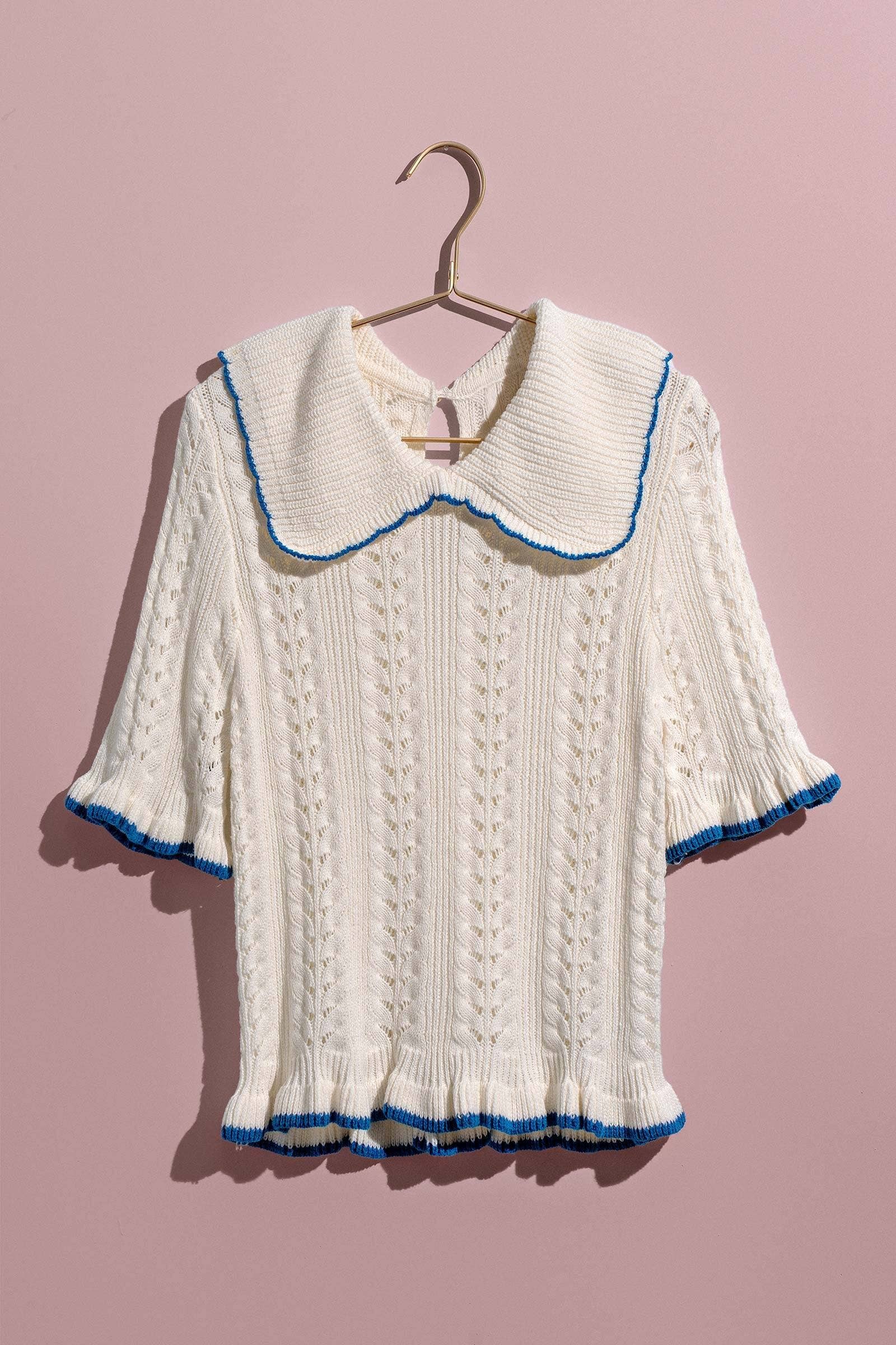 Urban Daizy Crochet Knit Ruffled Top Black Knit Top - Women's (UDZ-TP-00721) – alternate view 13