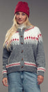 Nordic Pattern Wool Blend Toggle Cardigan