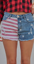 All American Girl Cutoff Denim Shorts in LT DENIM - Women's Casual Shorts | Urban Daizy