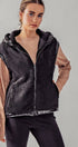 Urban Daizy Plush Faux Fur Zip Up with Contrast Trim Hooded Vest Black Outerwear Vest - Women's (UDZ-OT-00110) –…