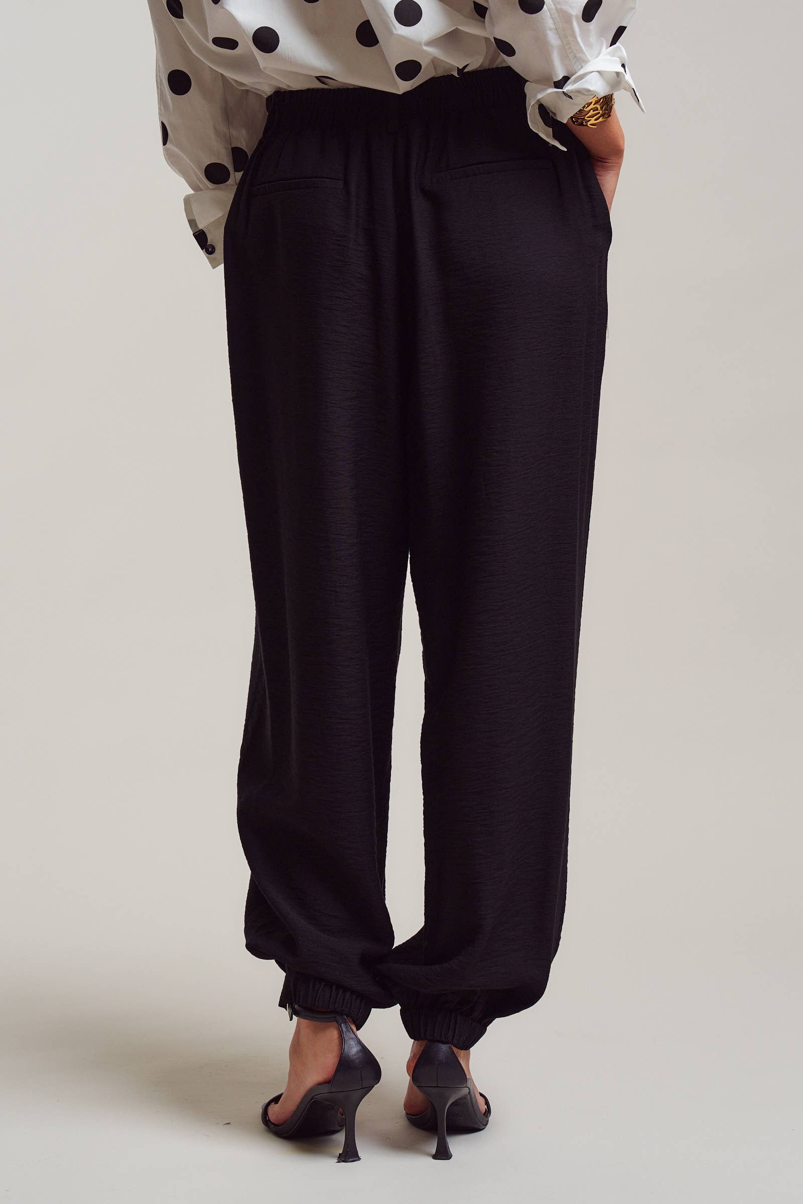 Urban Daizy Textured Pleated Front Tapered Jogger Trousers Khaki Pants - Women's (UDPT0168-Khaki) – alternate view 5