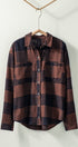 Buffalo Plaid Flannel Shirt Button Up Western Boho Top in BLACK - Women's Shirts & Blouses | Urban Daizy