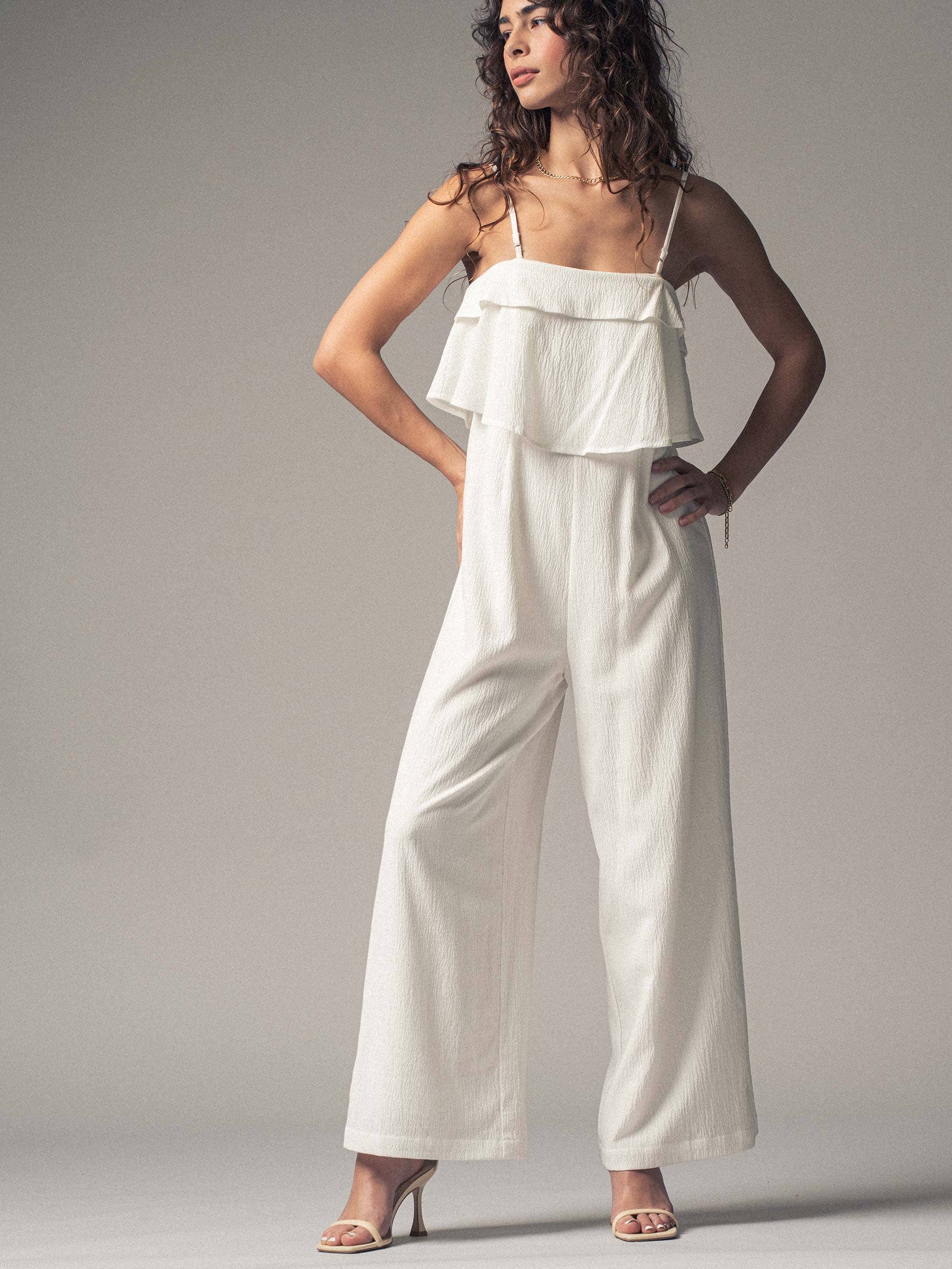 Urban Daizy Ruffled Bodice Wide Leg Jumpsuit Pink Jumpsuit - Women's (UDZ-JR-00021) – alternate view 13