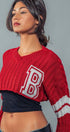 Urban Daizy Cropped Ribbed Knit V-Neck Sweater H-Grey Knit Top - Women's (UDZ-TP-00637) – alternate view 7