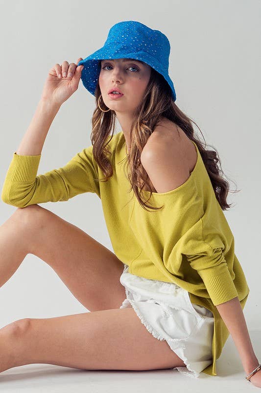 Urban Daizy Romantic Eyelet Lace Embroidered Summer Bucket Hat Blue Bucket Hat - Women's (UDZ-AC-00025) – alternate view 7