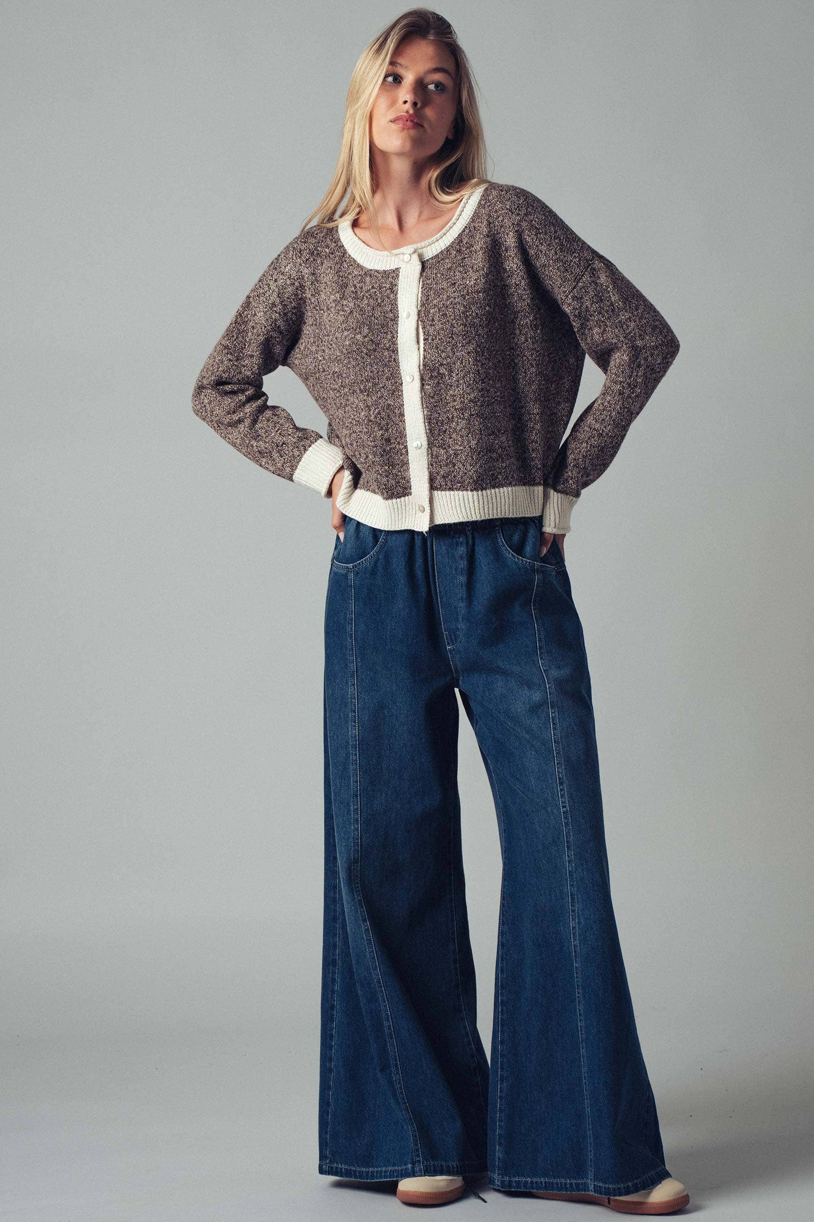 Relaxed Wide Leg Drawstring Western Pants