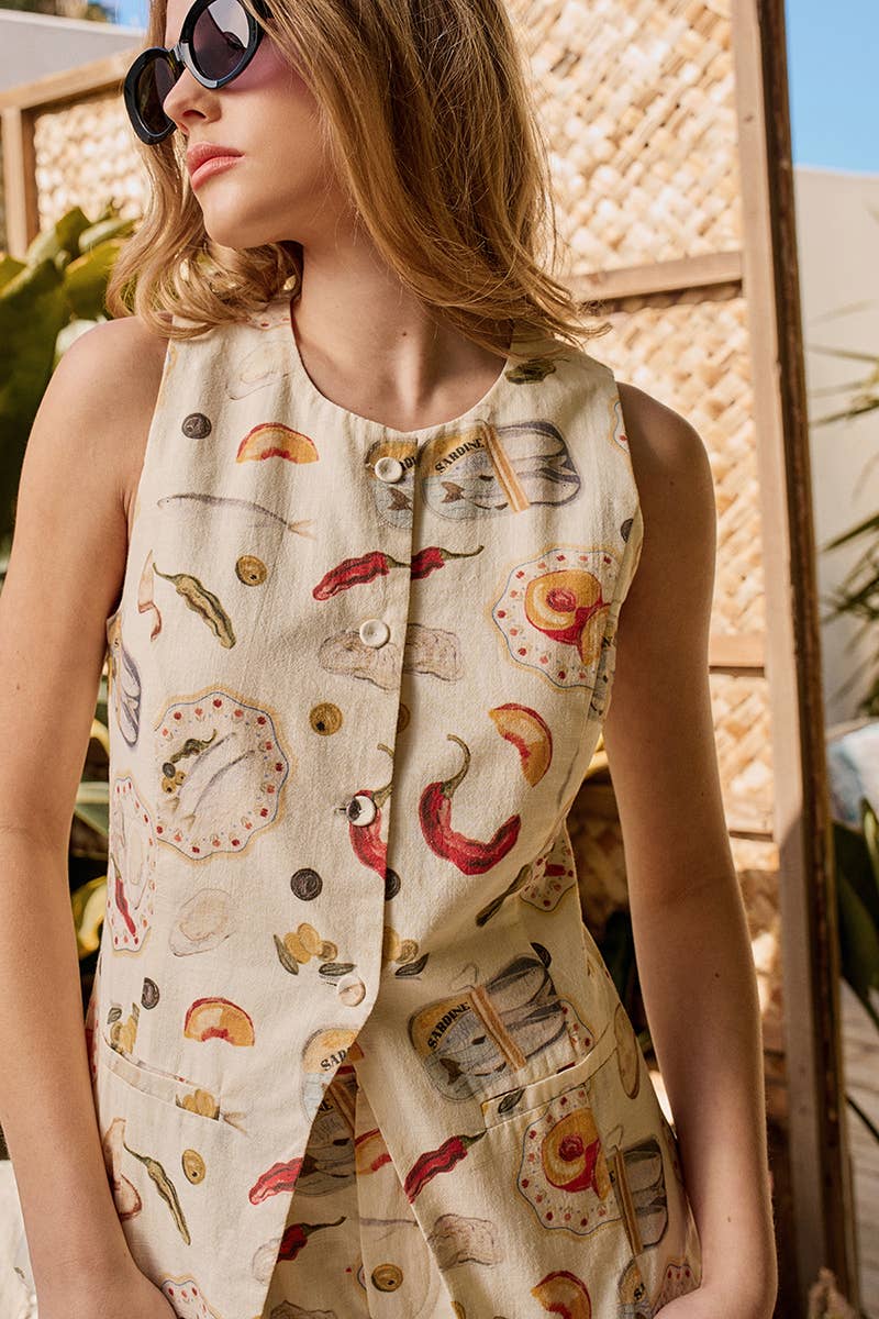 Whimsical Novelty Print Cotton Top and Shorts Set