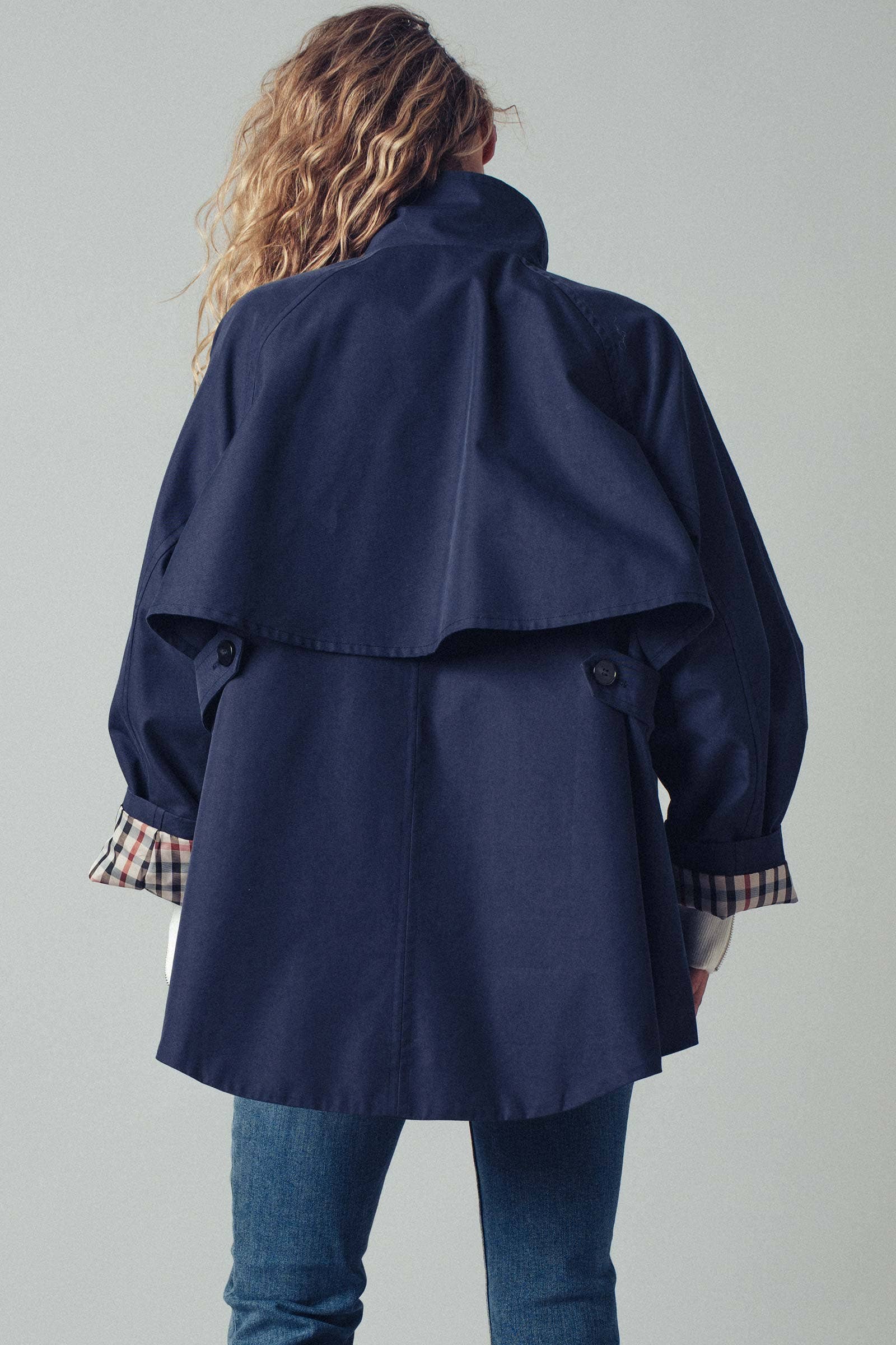 Urban Daizy Modern A-Line Trench Jacket Navy Jacket - Women's (UDZ-TP-00812) – alternate view 10
