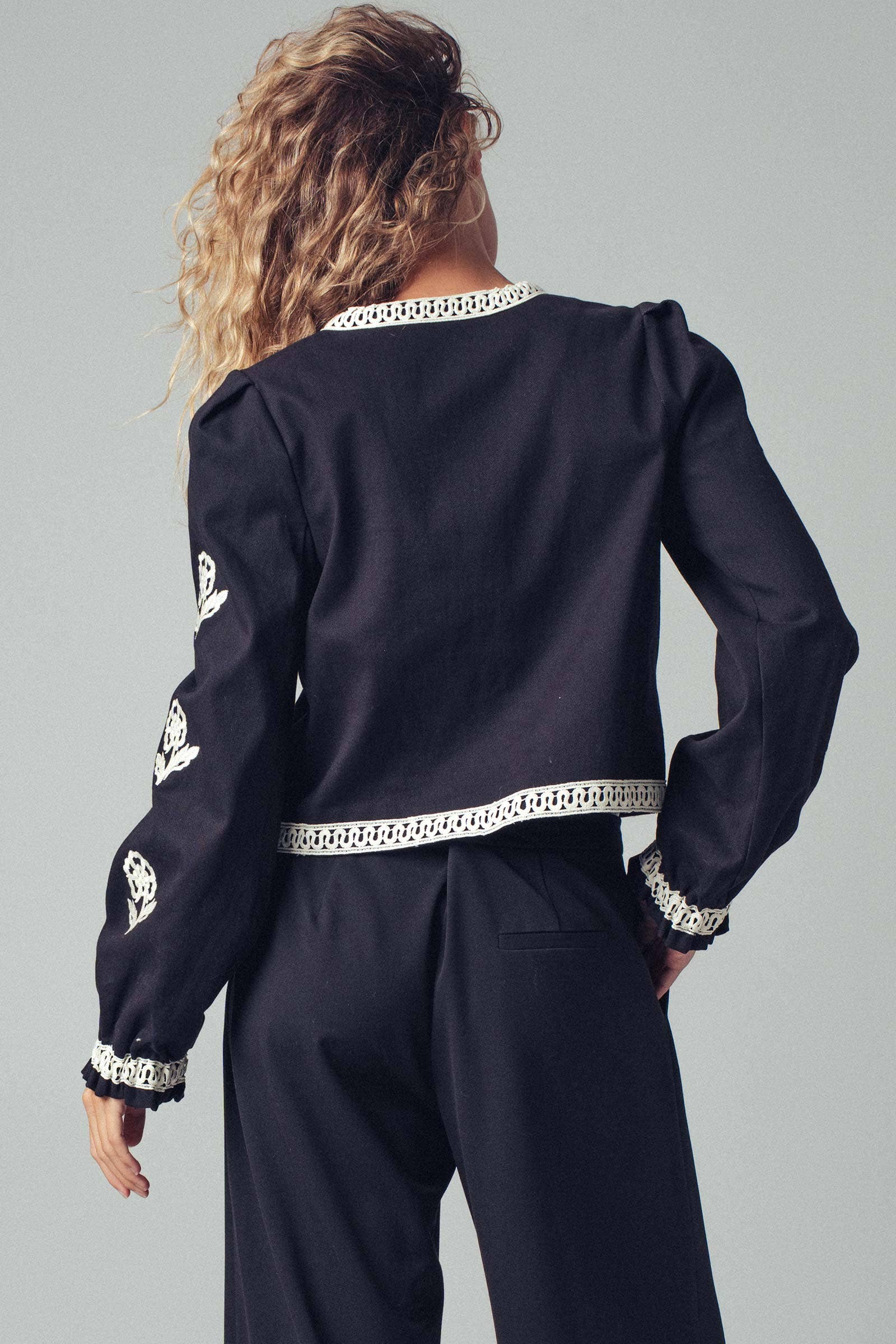 Urban Daizy Embroidered Boho Tie Neck Blouse Ecru Blouse - Women's (UDZ-OT-00357) – alternate view 4