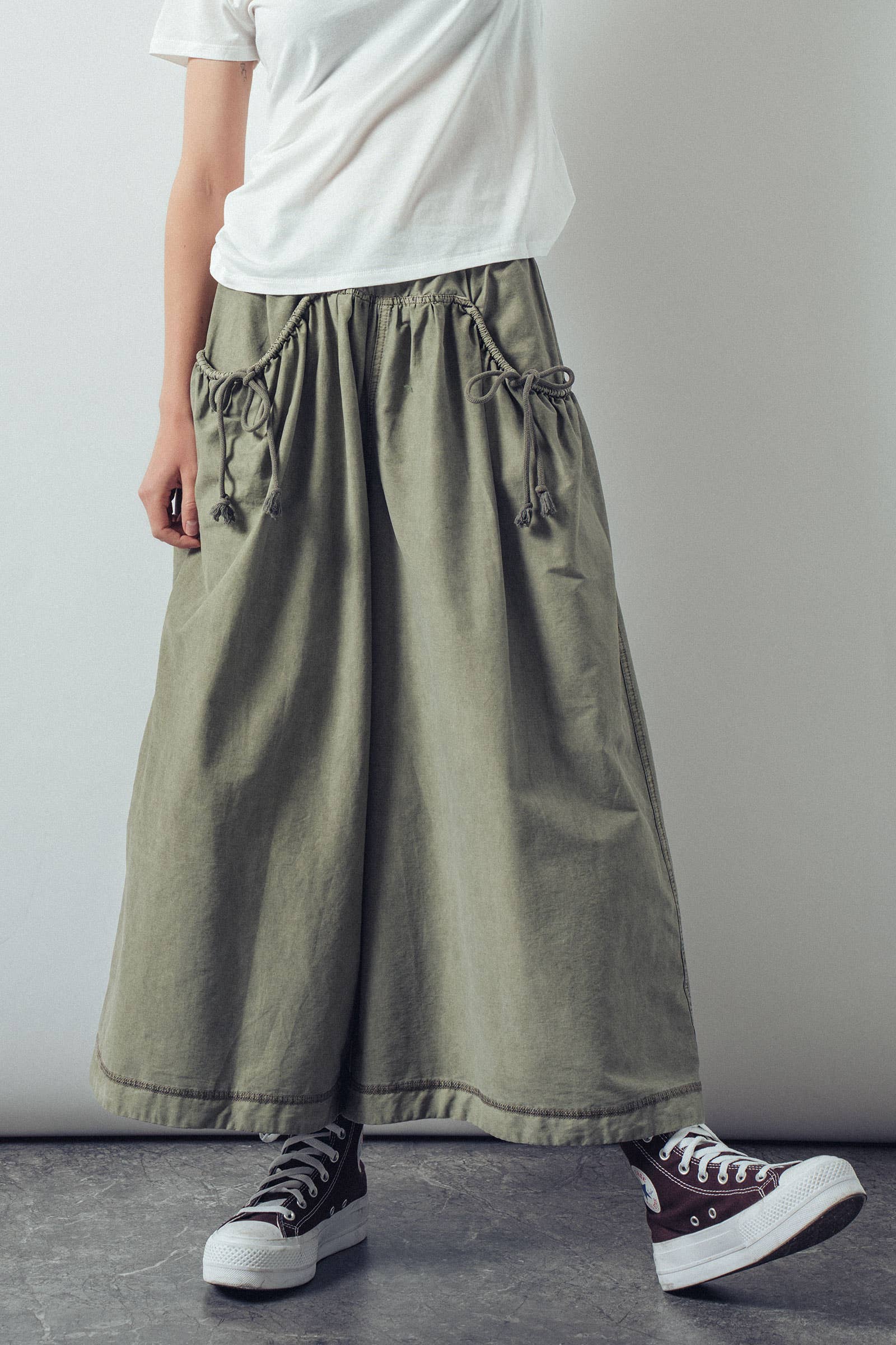 Drawstring Detail Wide Leg Culottes