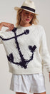 Urban Daizy Nautical Anchor Intarsia Textured Knit Sweater Ivory Knit Sweater - Women's (UDSW0346-Ivory) – alternate view 5