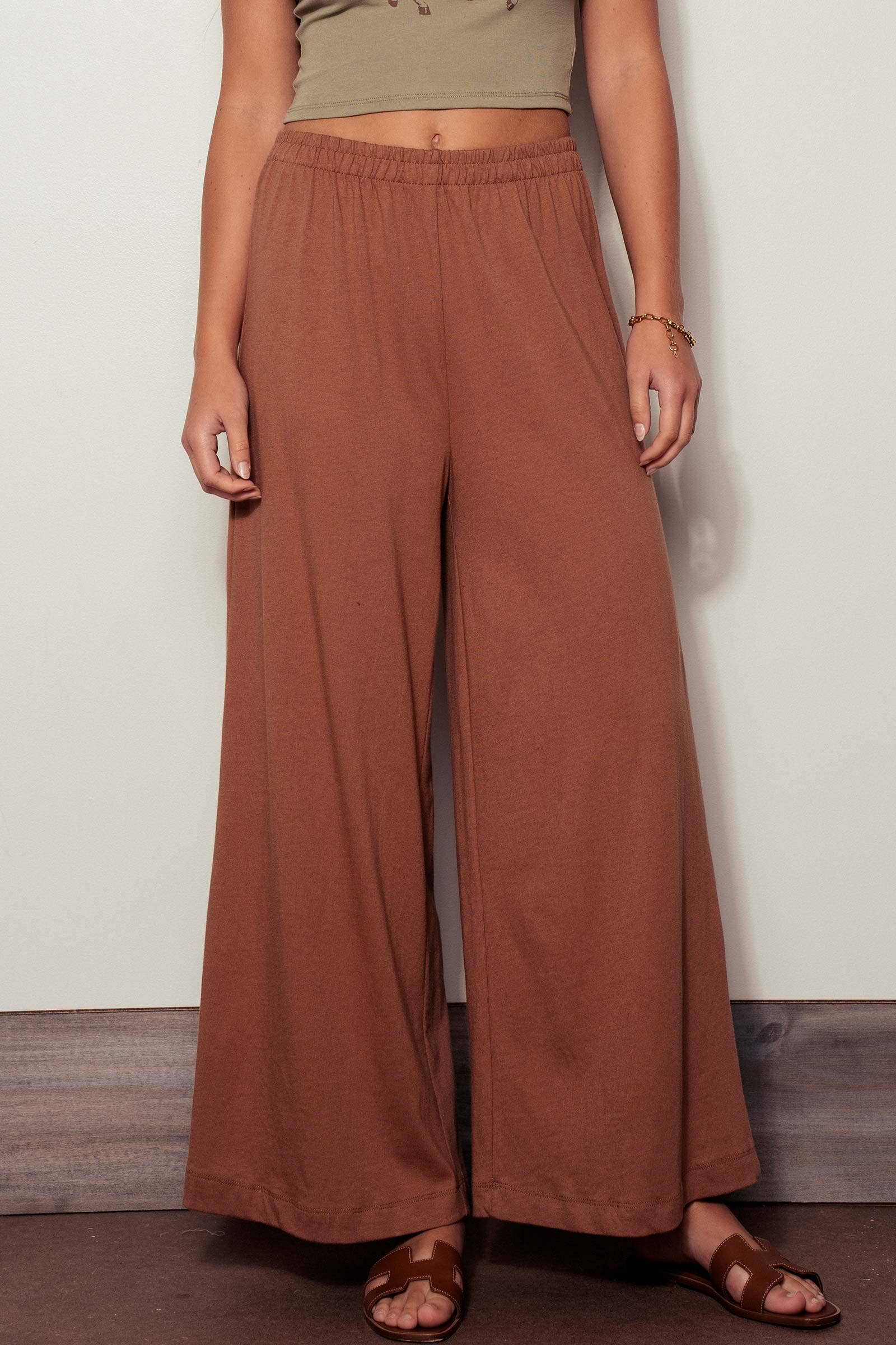 Urban Daizy Elastic Waist Wide Leg Knit Pants Nutshell Pants - Women's (UDZ-TP-00812) – alternate view 2