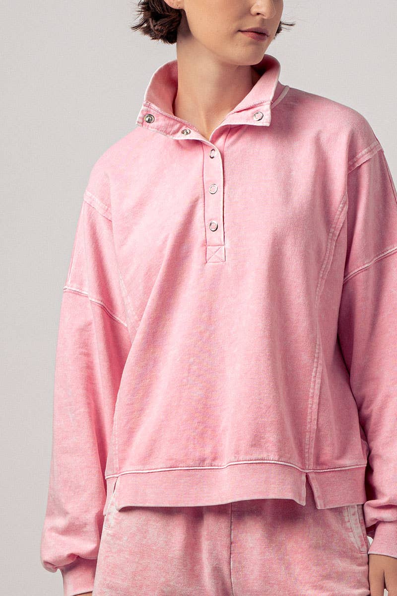 Vintage Wash Snap-Front Sweatshirt