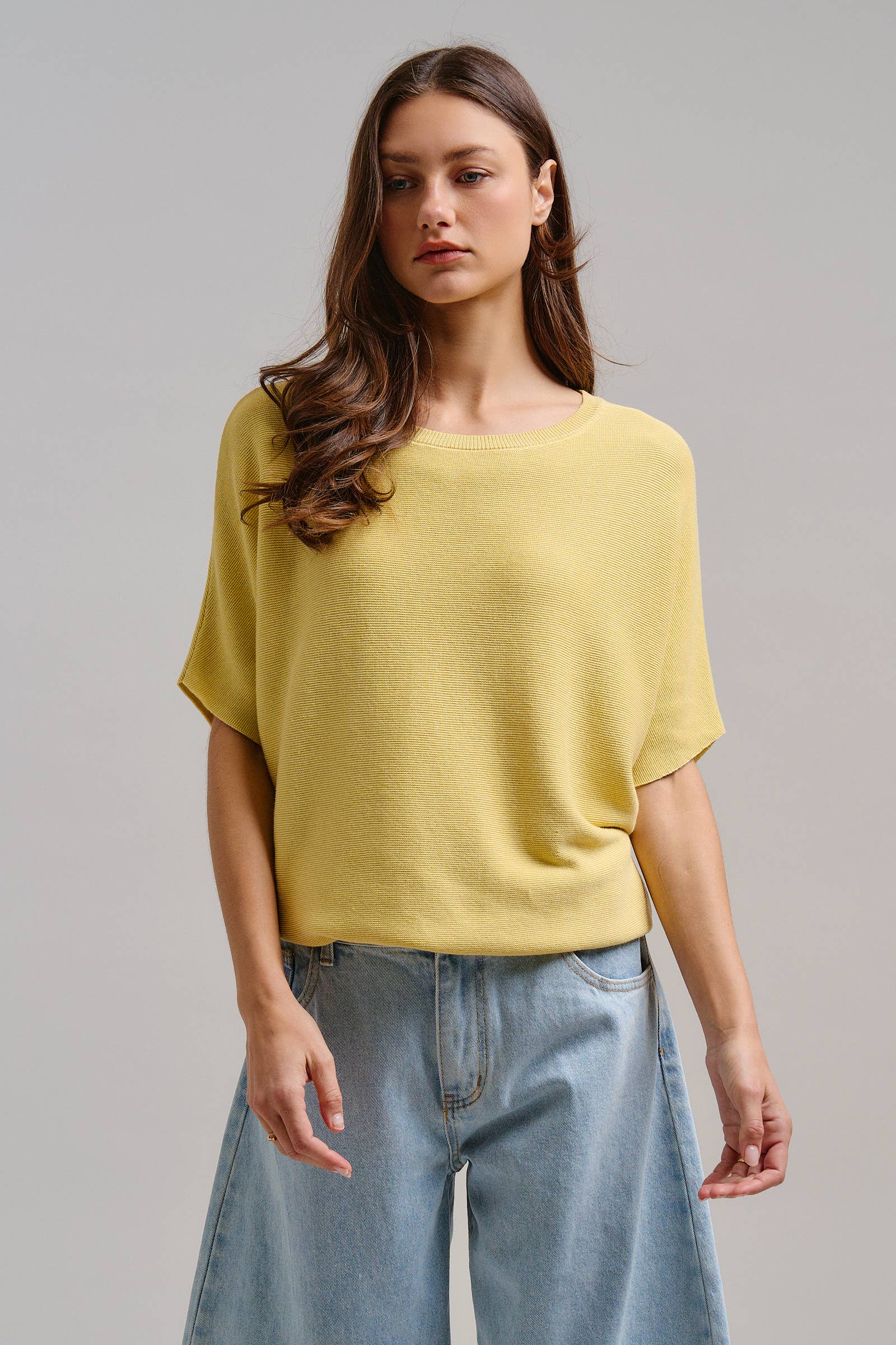 Relaxed Dolman Sleeve Knit Sweater Top