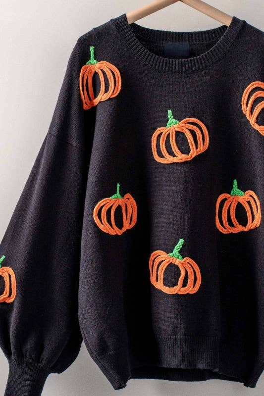 Urban Daizy Pumpkin Patch Balloon Sleeve Sweater Rust Knit Sweater - Women's (UDZ-TP-00814) – alternate view 8