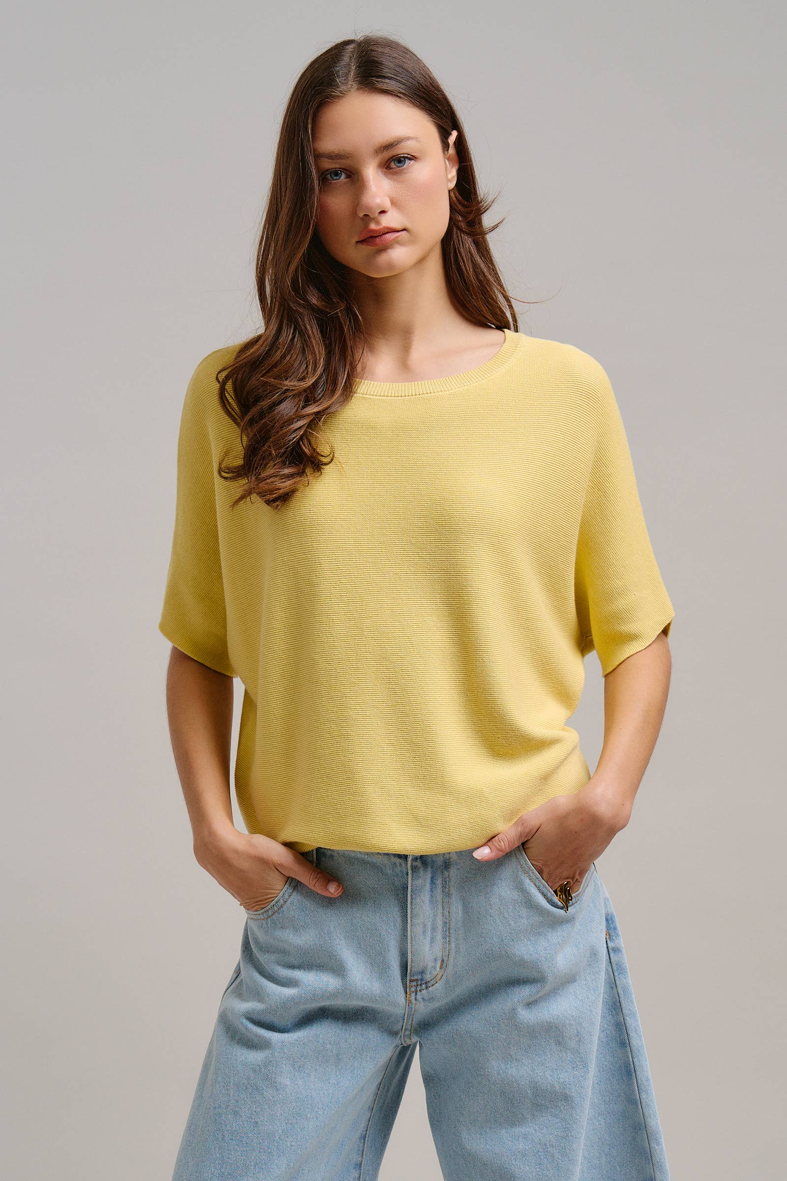 Relaxed Dolman Sleeve Knit Sweater Top
