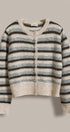 Lace Trim Striped Cardigan Coastal Grandma Preppy for Women in IVORY BROWN - Women's Cardigans & Shrugs | Urban Daizy