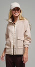 Scuba Zip Up Track Bomber Jacket Pilates Athflow for Women in SAND - Women's Jackets & Blazers | Urban Daizy
