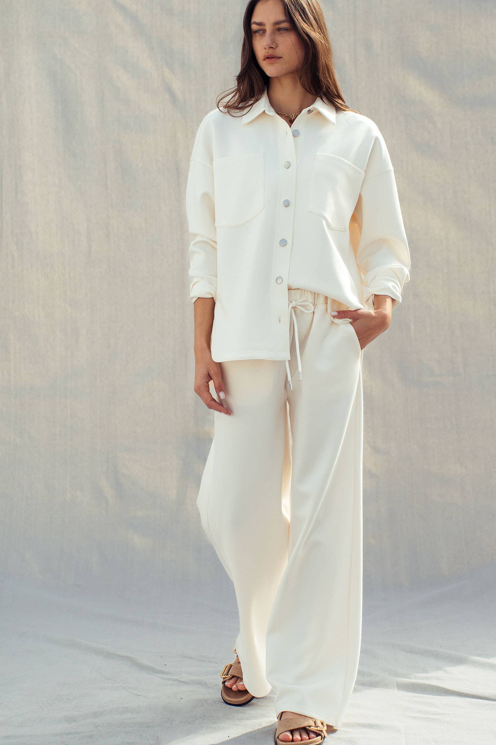 Urban Daizy Cotton Blend Oversized Shirt Jacket Utility Pocket Sage Button Down Shirt - Women's (UDZ-TP-01053) – alternate view 9