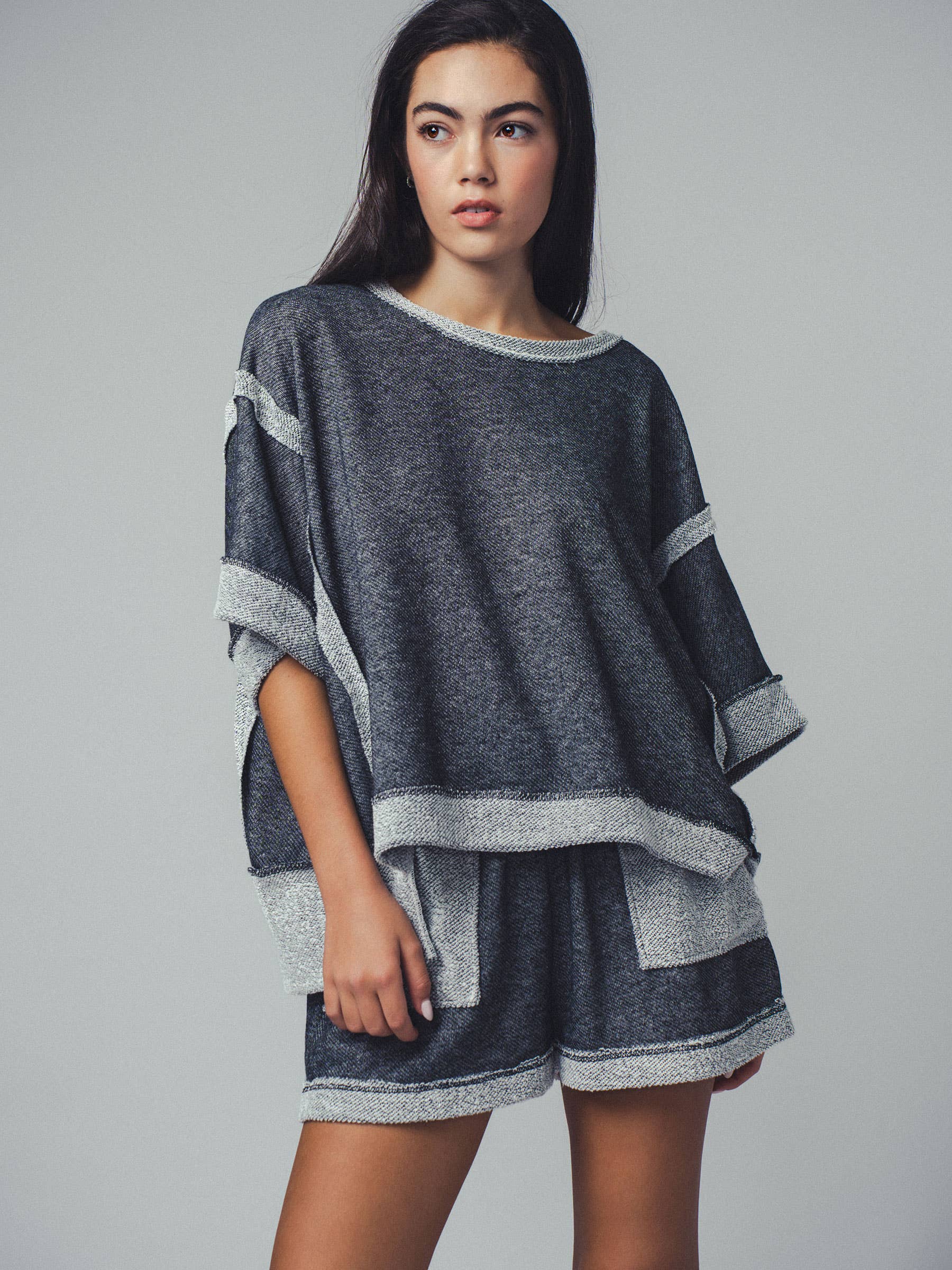 Urban Daizy Garner Cozy Reverse Stitch Ribbed Sleeve Sweater Black Knit Top - Women's (UDZ-TP-00358) – alternate view 46