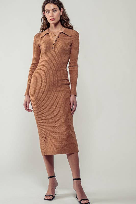 Urban Daizy Ribbed Collared Button Front Midi Sweater Dress H-Grey Dress - Women's (UDZ-DR-00328) – alternate view 9