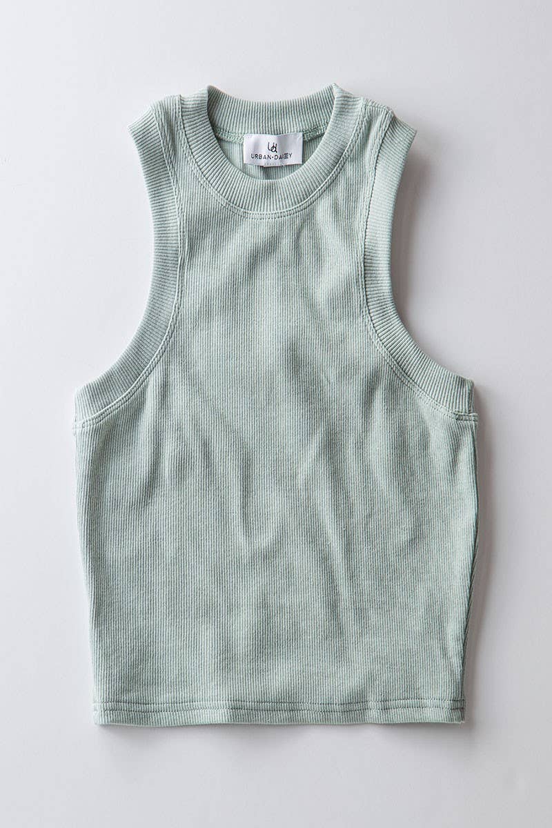 Urban Daizy Rib Knit Halterneck Sleeveless Tank Top Black Tank Top - Women's (UDZ-TP-00517) – alternate view 32