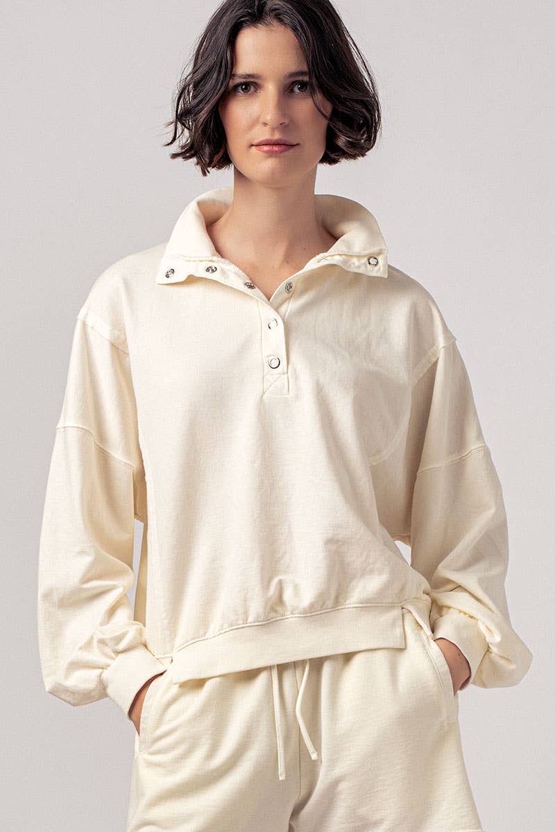 Vintage Wash Snap-Front Sweatshirt