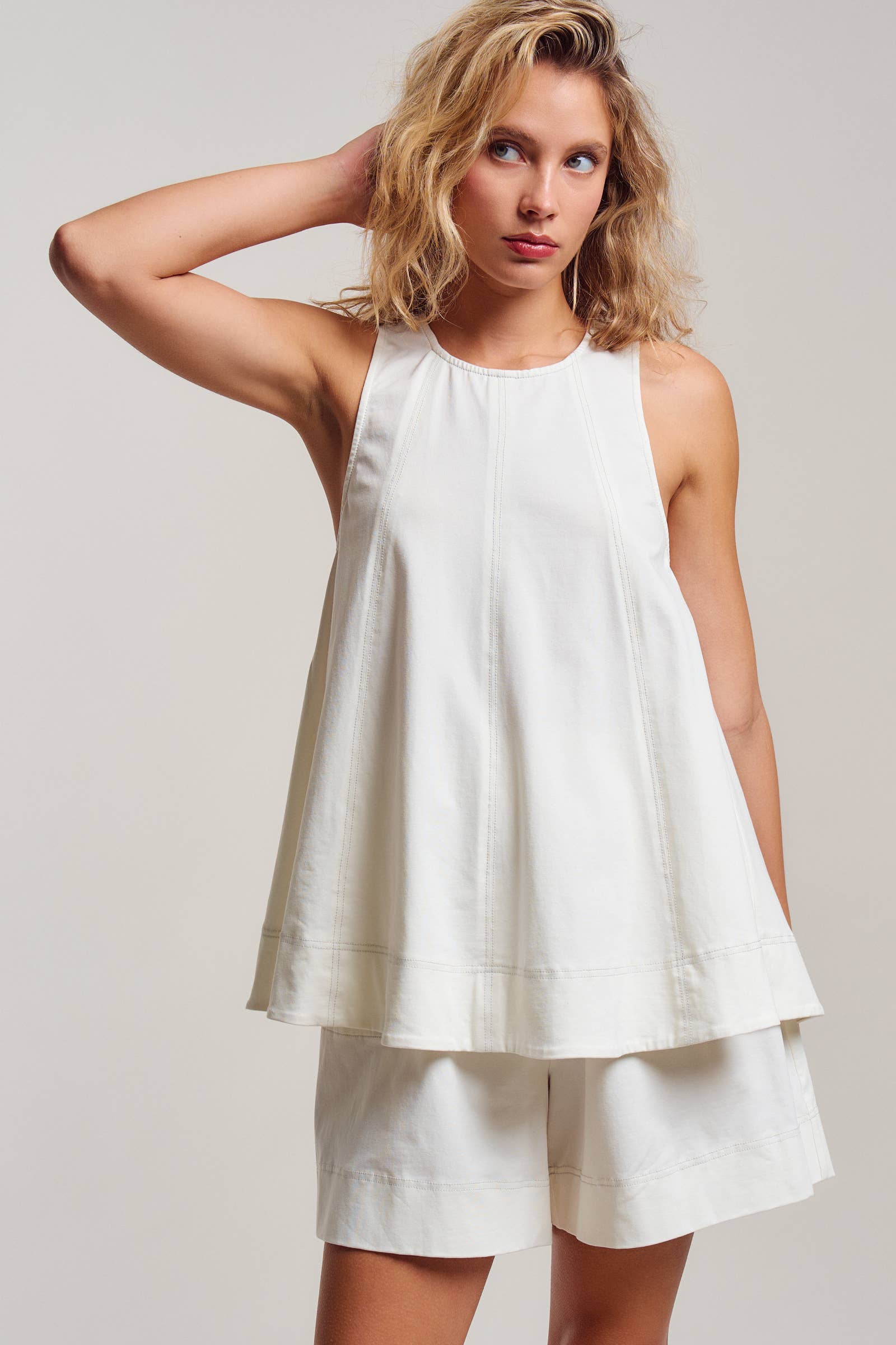Contrast Stitch Swing Top & Shorts Set