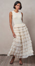 Tiered Ruffle Maxi Dress with Contrast Trim in IVORY - Women's Cocktail Dresses | Urban Daizy