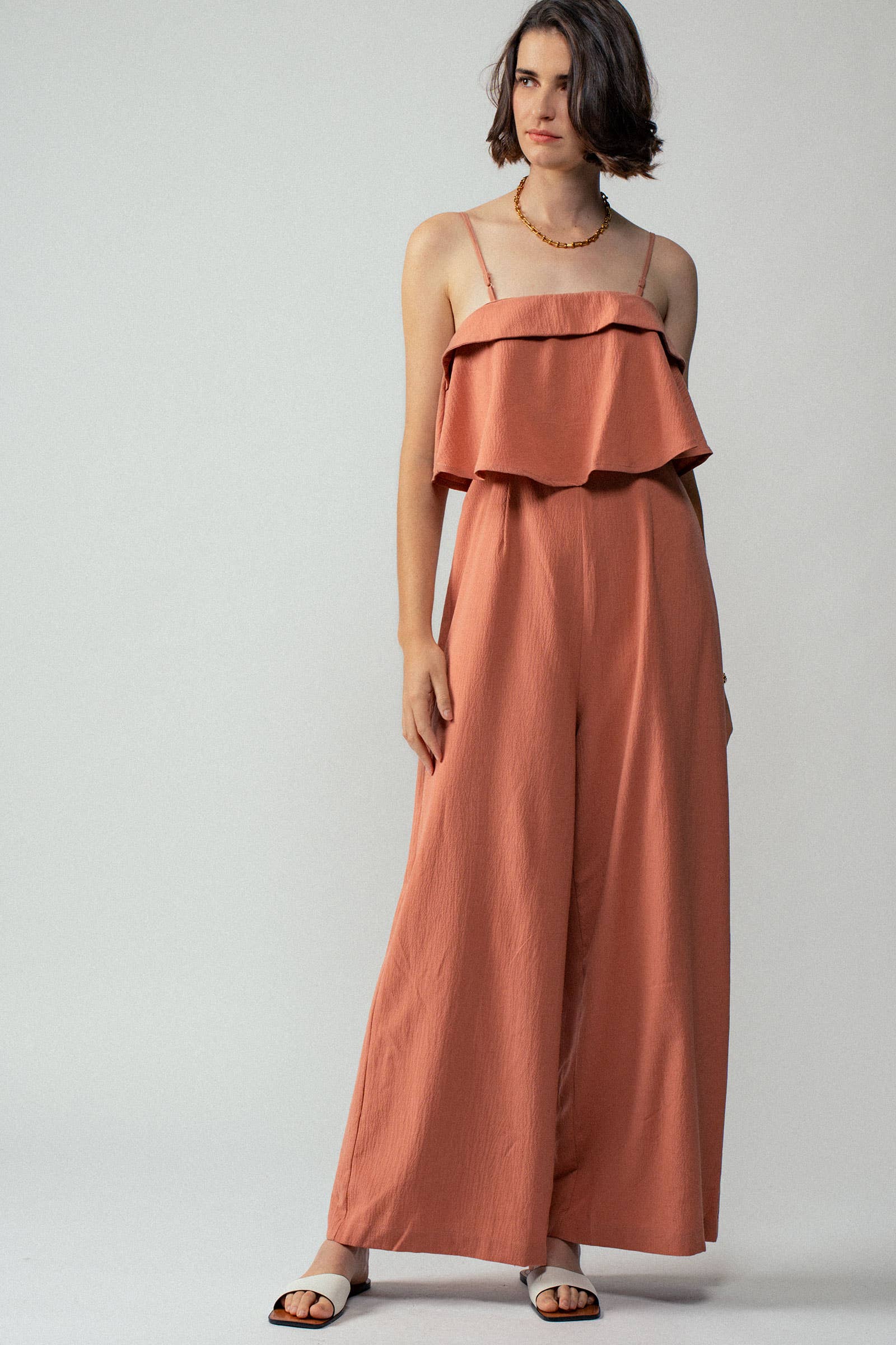 Urban Daizy Ruffled Bodice Wide Leg Jumpsuit Pink Jumpsuit - Women's (UDZ-JR-00021) – alternate view 11