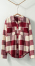 Buffalo Plaid Flannel Shirt Button Up Western Boho Top in BURGUNDY - Women's Shirts & Blouses | Urban Daizy