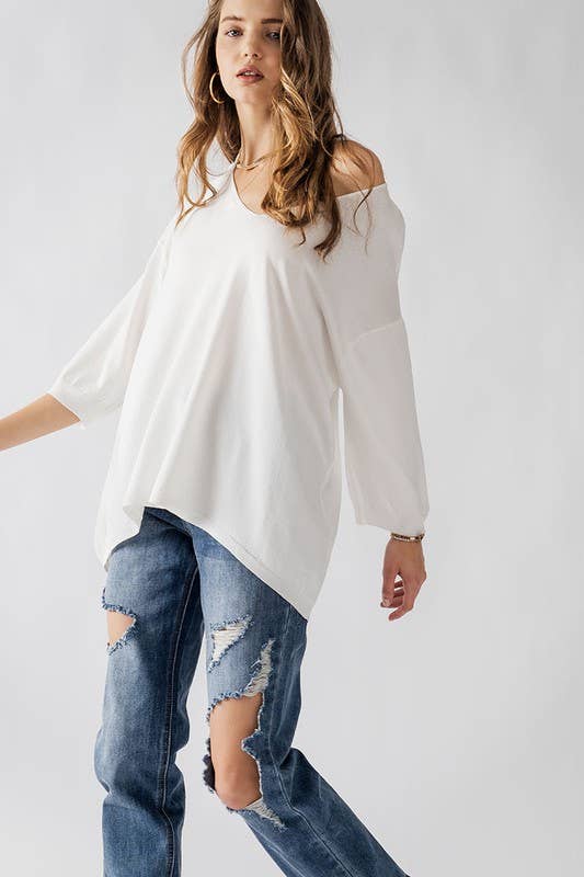 Urban Daizy Relaxed Fit V Neck Three Quarter Sleeve Tunic Top Green Tunic - Women's (UDZ-TP-00030) – alternate view 10