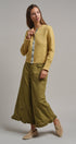 Floral Contrast Wool Blend Crew Neck Cardigan in HONEY GOLD - Women's Cardigans & Shrugs | Urban Daizy