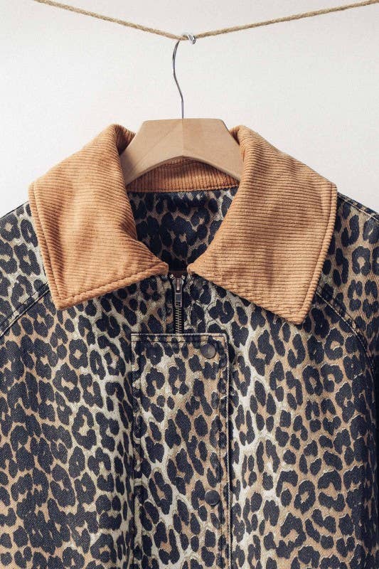 Urban Daizy Corduroy Collar Leopard Print Jacket Leopard Jacket - Women's (UDZ-KN-00652) – alternate view 8