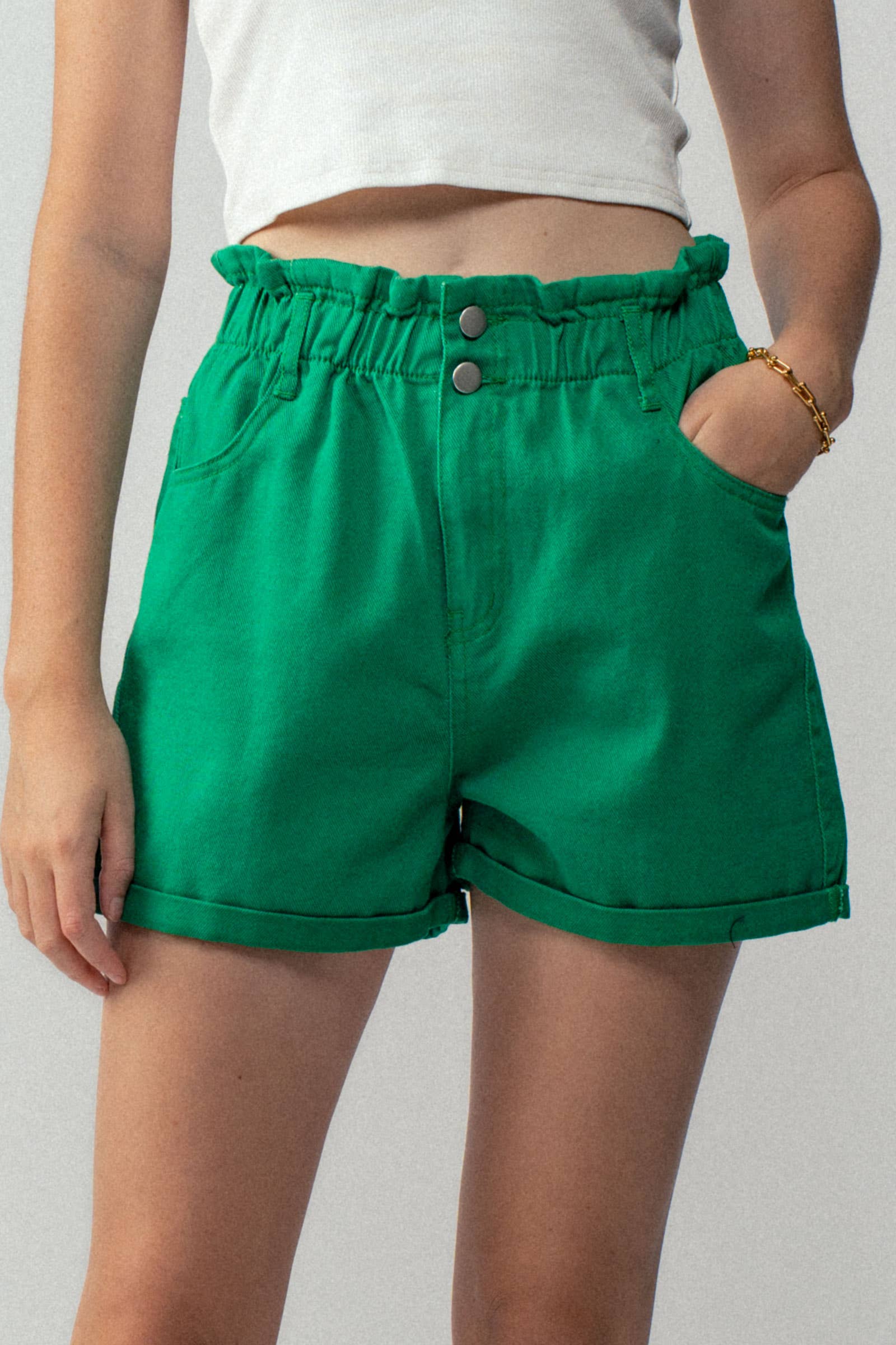 Urban Daizy Vintage High Waist Rolled Hem Denim Shorts Blue Shorts - Women's (UDZ-PT-00033) – alternate view 5