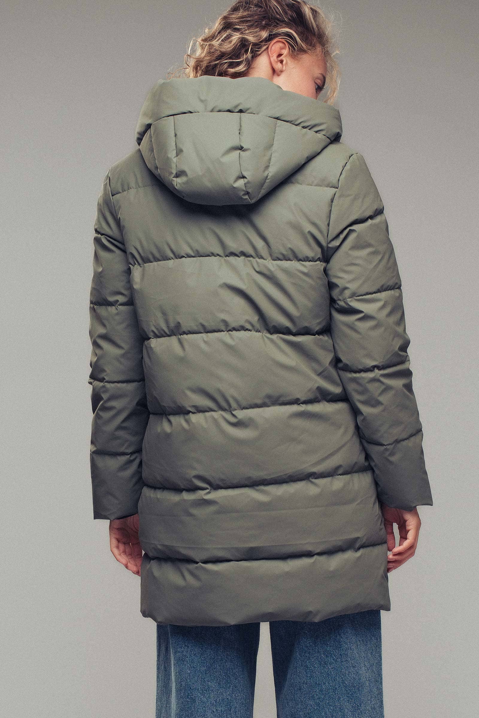 Urban Daizy Hooded Longline Channel-Quilted Puffer Coat Black Puffer Jacket - Women's (UDZ-KN-00657) – alternate view 7