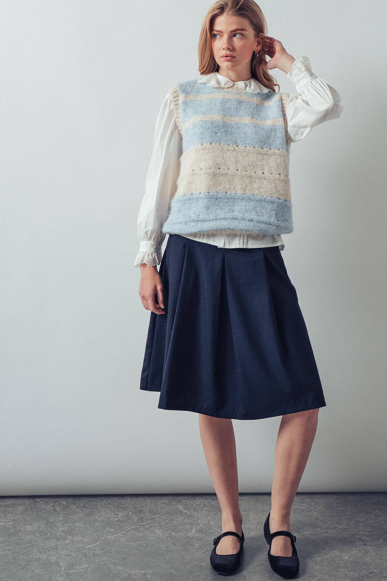Striped Boho Knit Sweater Vest