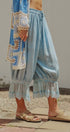 Boho Lace Trim Summer Linen Pants in BLUE - Women's Pants | Urban Daizy