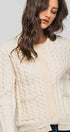 Urban Daizy Cable Knit Snap Front Ribbed Trim Long Sleeve Sweater Ivory Cardigan - Women's (UDZ-KN-00628) – alternate view 24