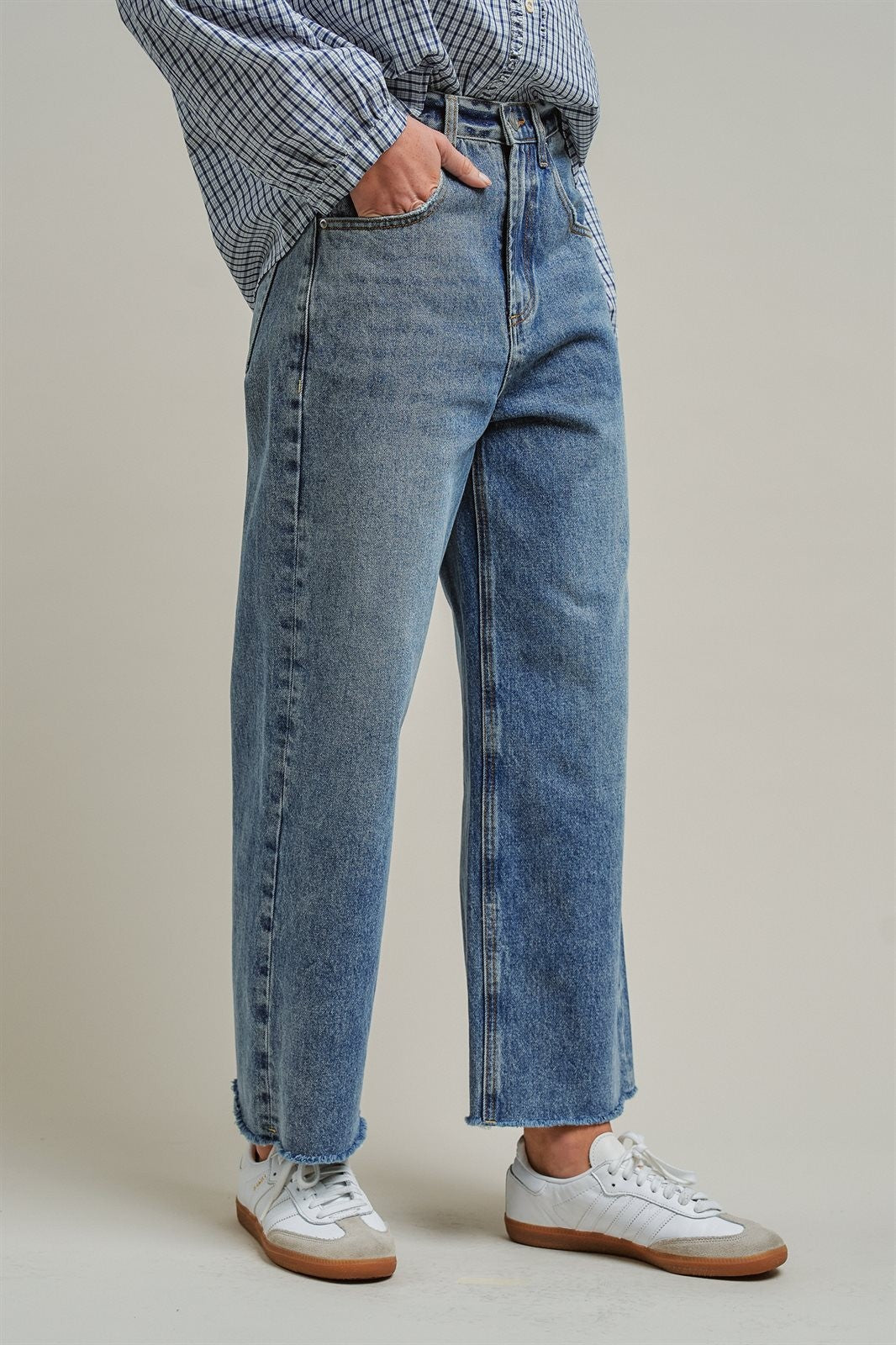 Wide Leg High Waist Denim Jeans in DENIM - Women's Straight Jeans | Urban Daizy